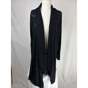 NWT Luukaa Black "Fire" Open Long Cardigan Jacket Burnout Size LG#0698